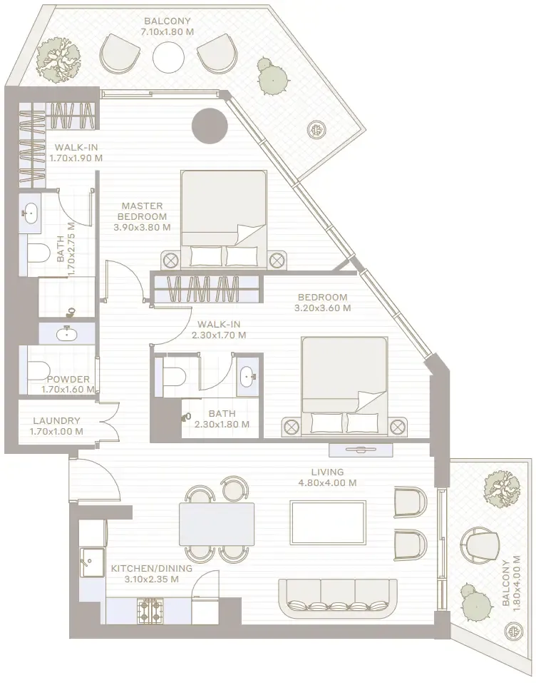 2 bedroom Apartments floor plan at Park Five