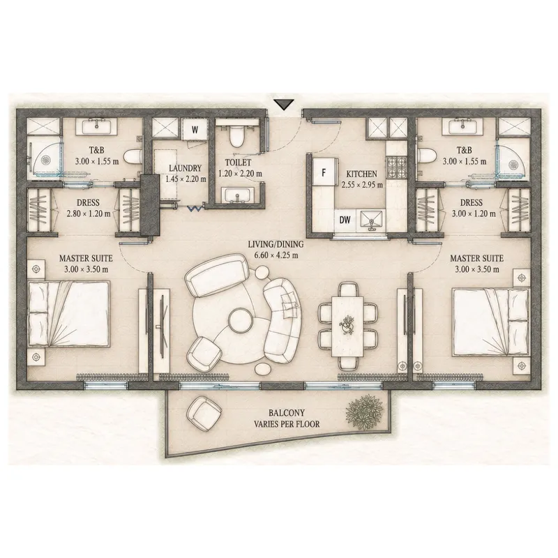 2 bedroom Apartments floor plan at Epoque