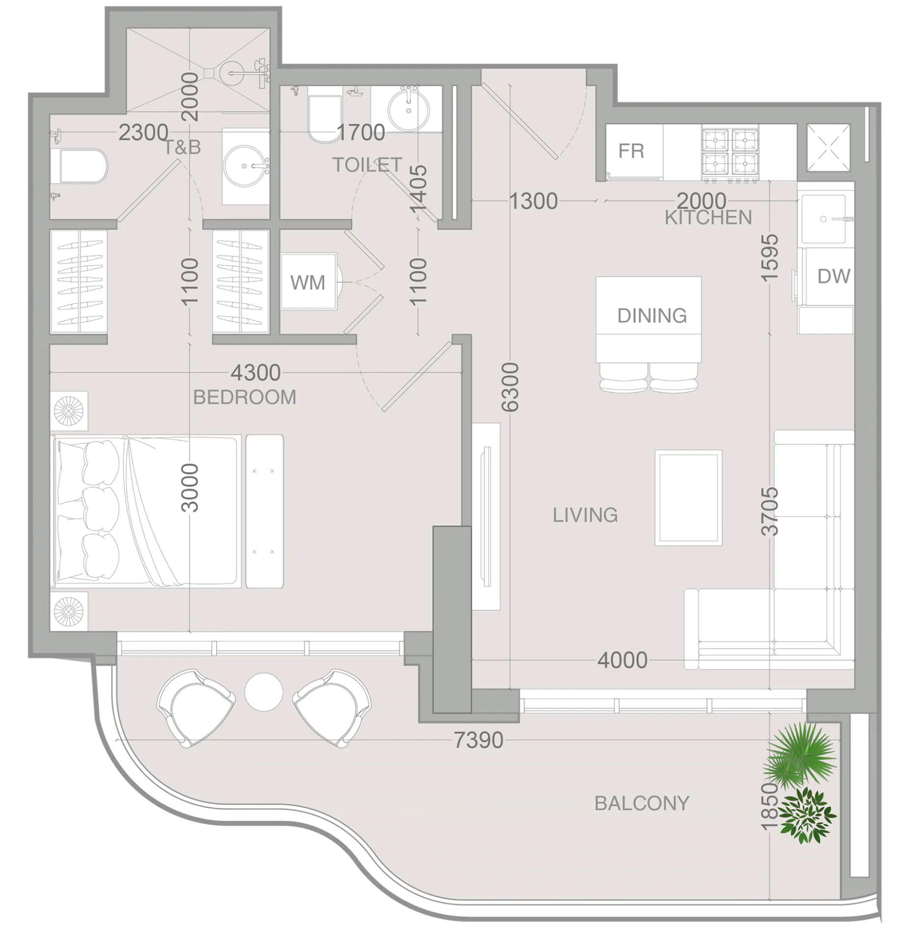 1 bedroom Apartments floor plan at ALTA V1EW