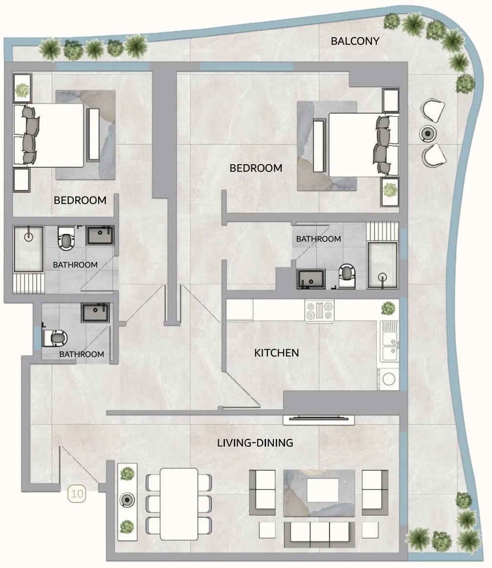 2 bedroom Apartments floor plan at One 678 Residences