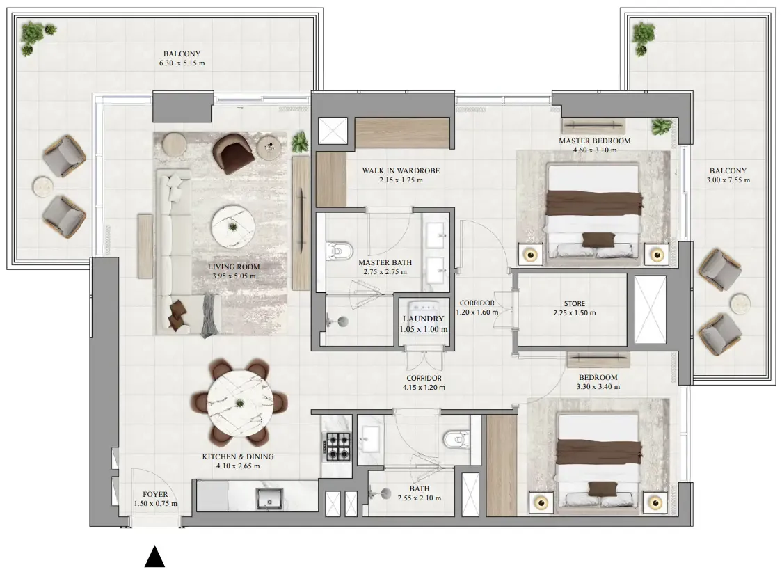 2 bedroom Apartments floor plan at Greencrest