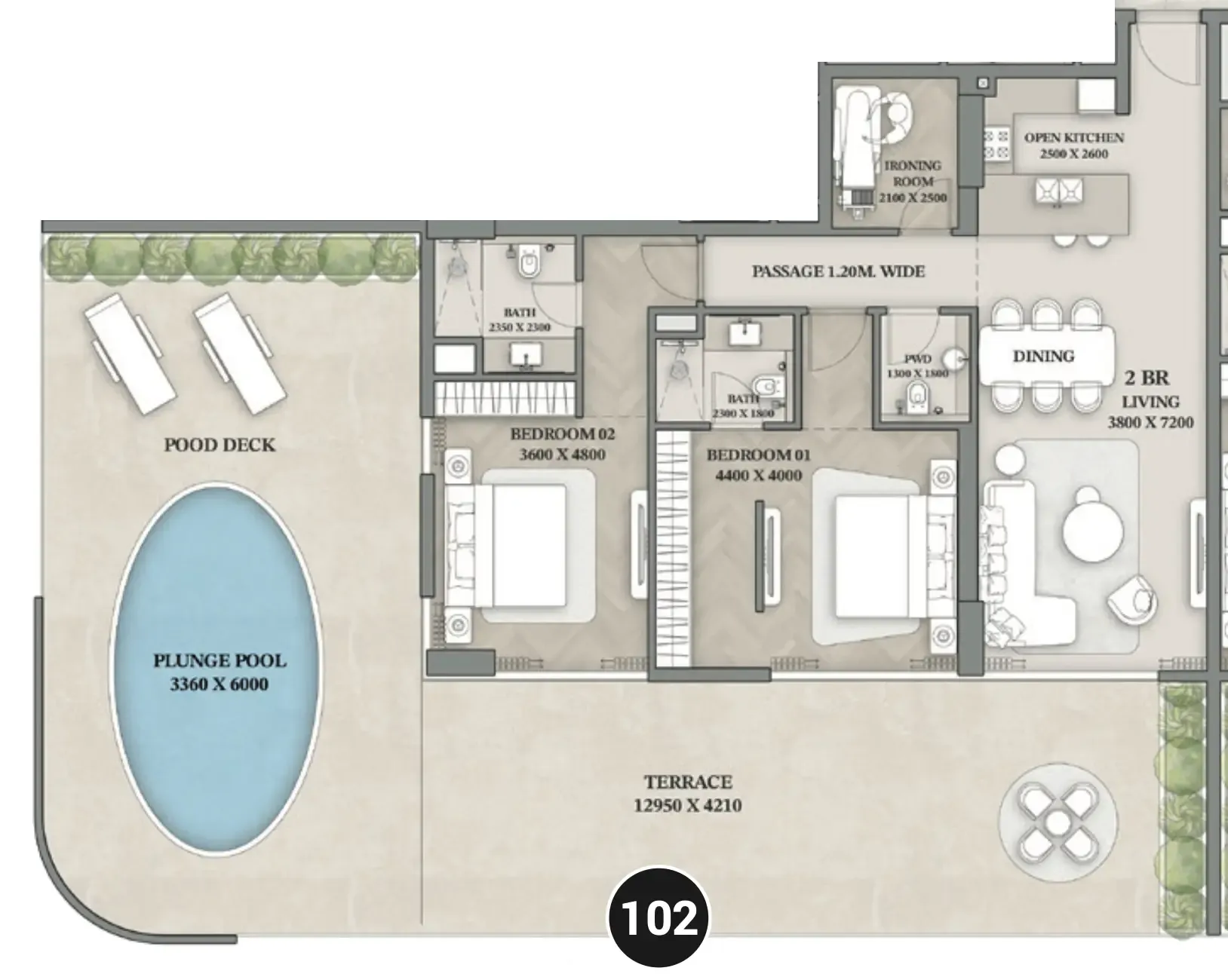 2.5 bedroom Apartments floor plan at Wellington Ocean Walk