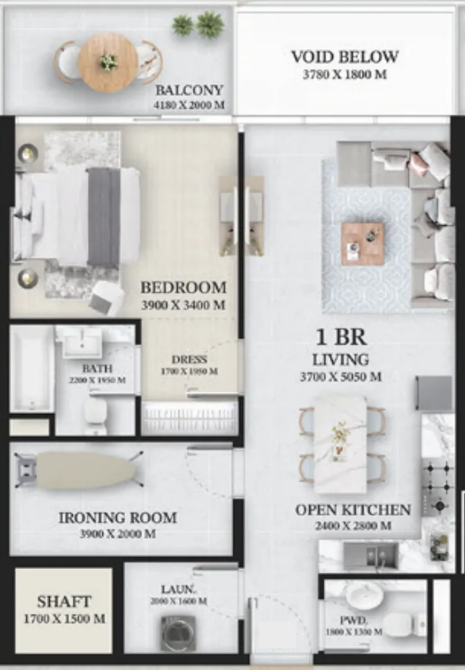 1.5 bedroom Apartments floor plan at Wellington Ocean