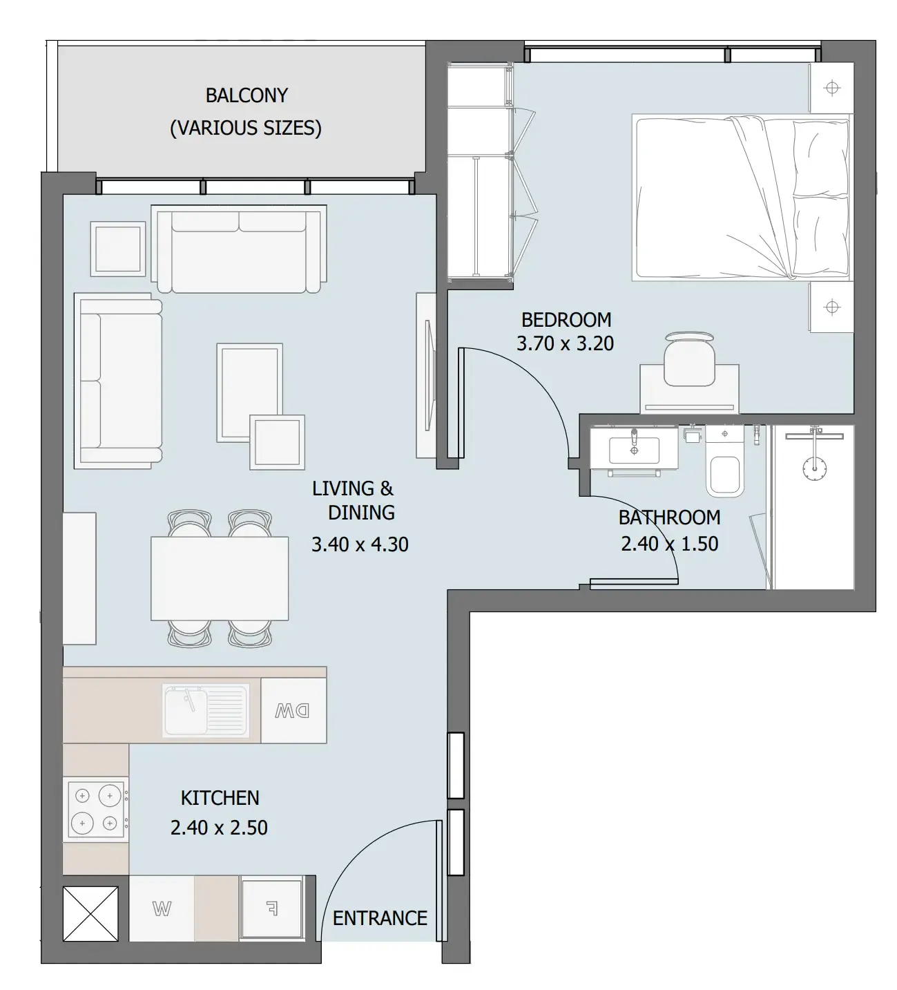 1 bedroom Apartments floor plan at Verdana III