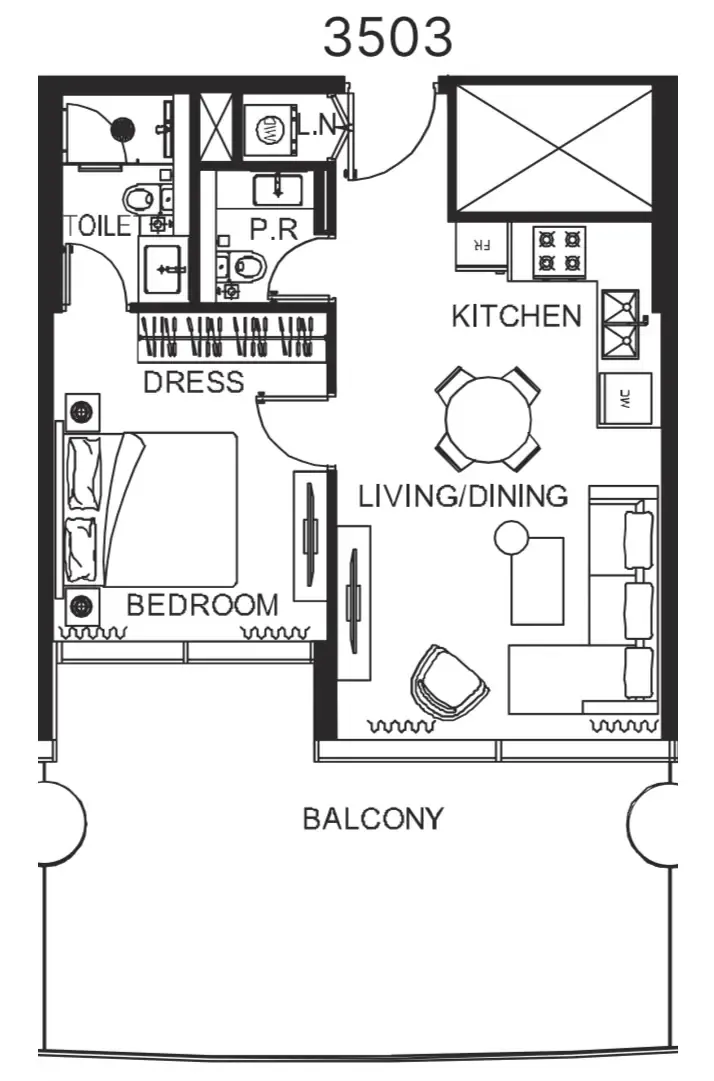 1 bedroom Apartments floor plan at The WOW Tower