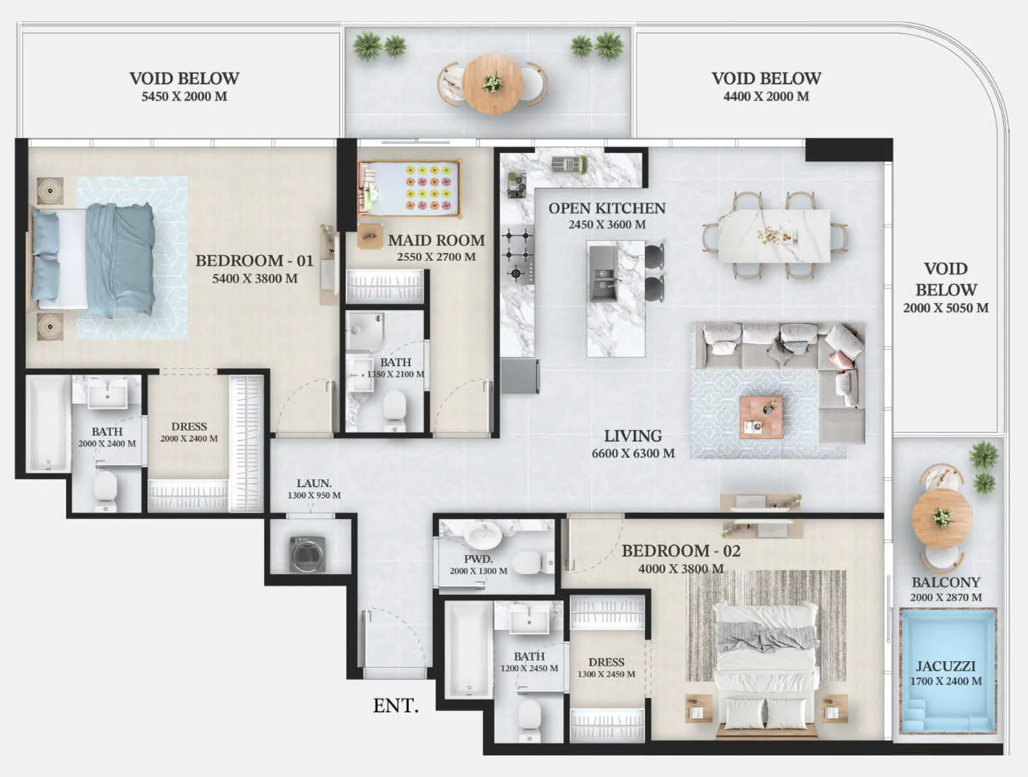 2.5 bedroom Apartments floor plan at Wellington Ocean