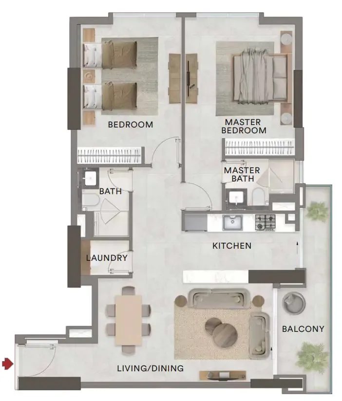 2 bedroom Apartments floor plan at Urban - Park Residences