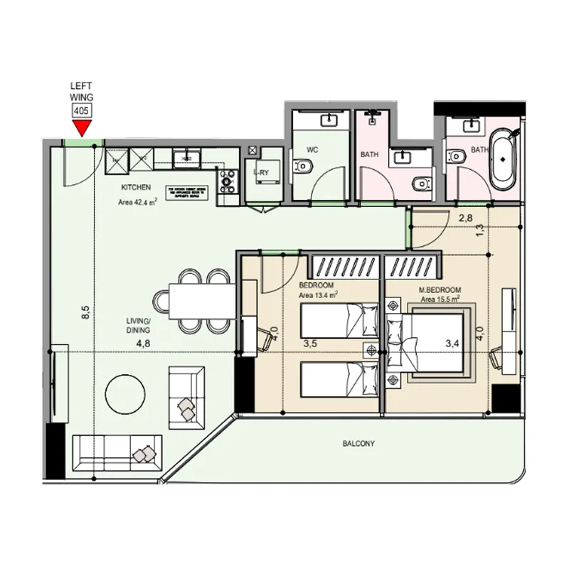 2 bedroom Apartments floor plan at Edgewater Residences 1, 2 and 3