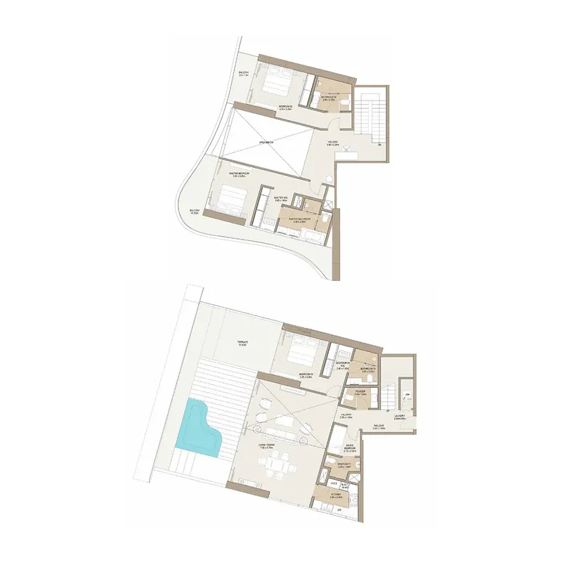 3 bedroom Duplex floor plan at Laguna Residence