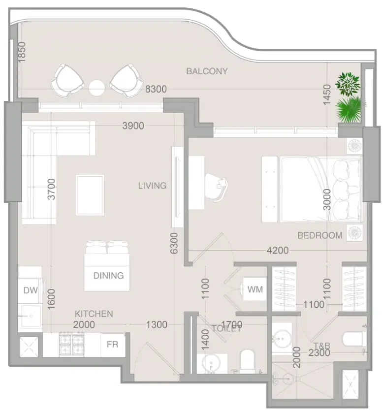 1 bedroom Apartments floor plan at ALTA V1EW