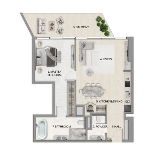 1 bedroom Apartments floor plan at Riviera Residence