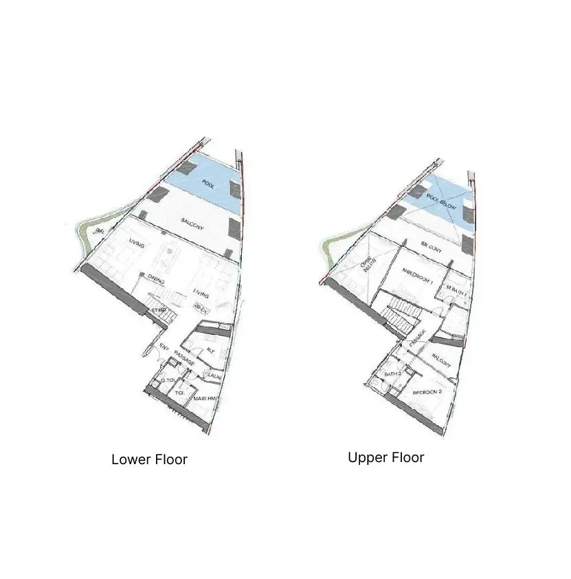 2.5 bedroom Duplex floor plan at Safa One de Grisogono