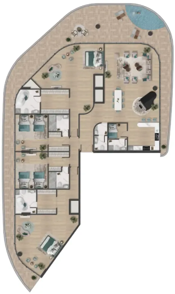 4 bedroom Penthouse floor plan at Pelagia