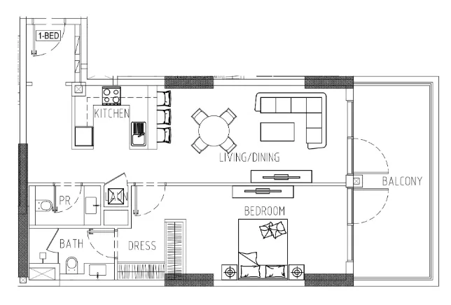 1 bedroom Apartments floor plan at Damac Riverside Views
