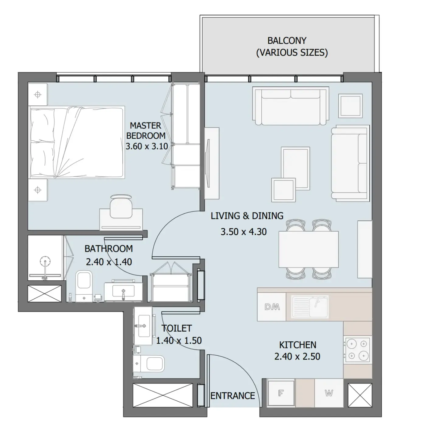 1 bedroom Apartments floor plan at Verdana III