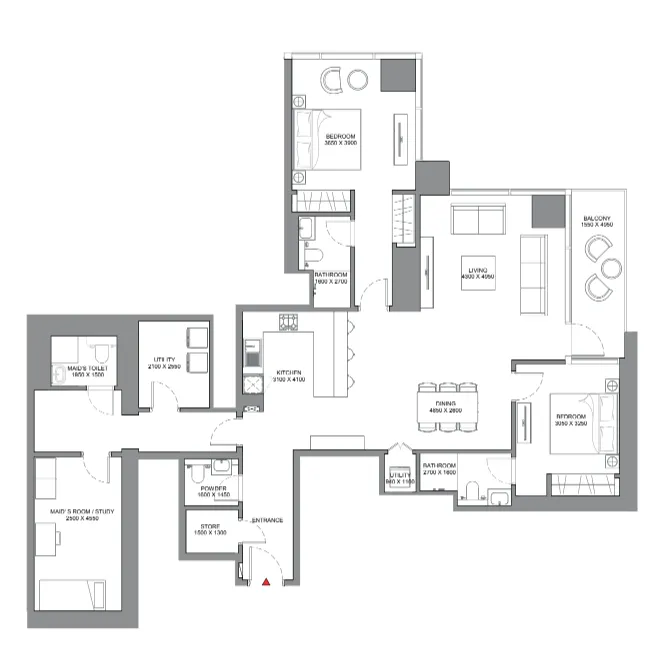 2 bedroom Apartments floor plan at Skyscape