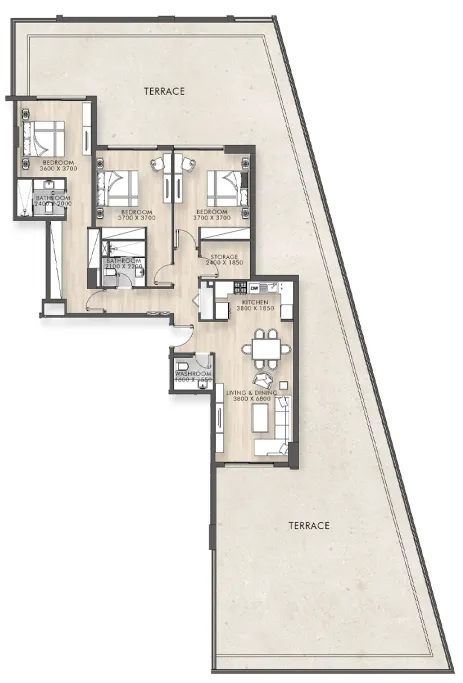 3 bedroom Apartments floor plan at Capital Horizon Terraces