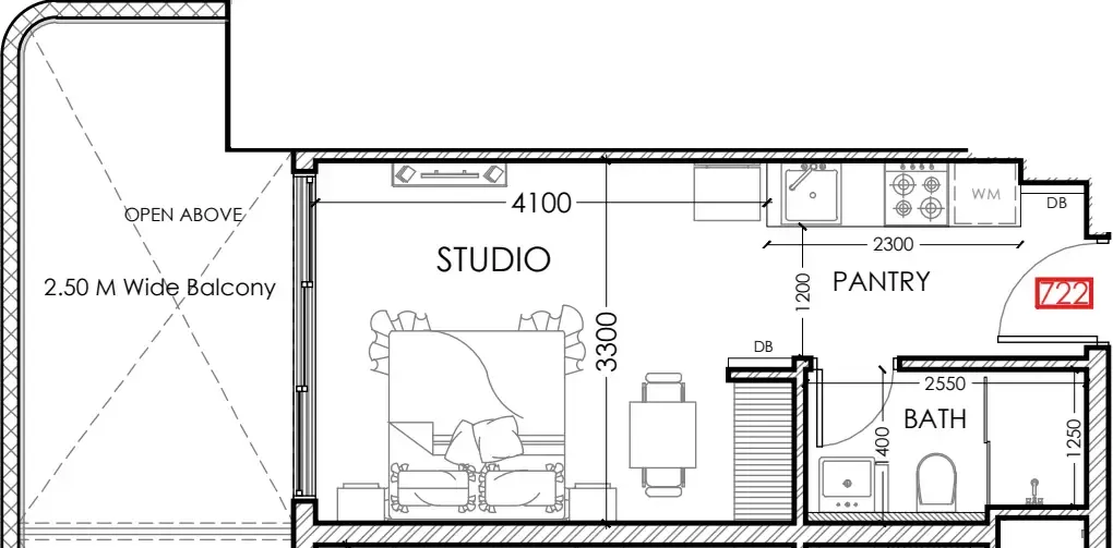 0 bedroom Apartments floor plan at Al Haseen Residences 5