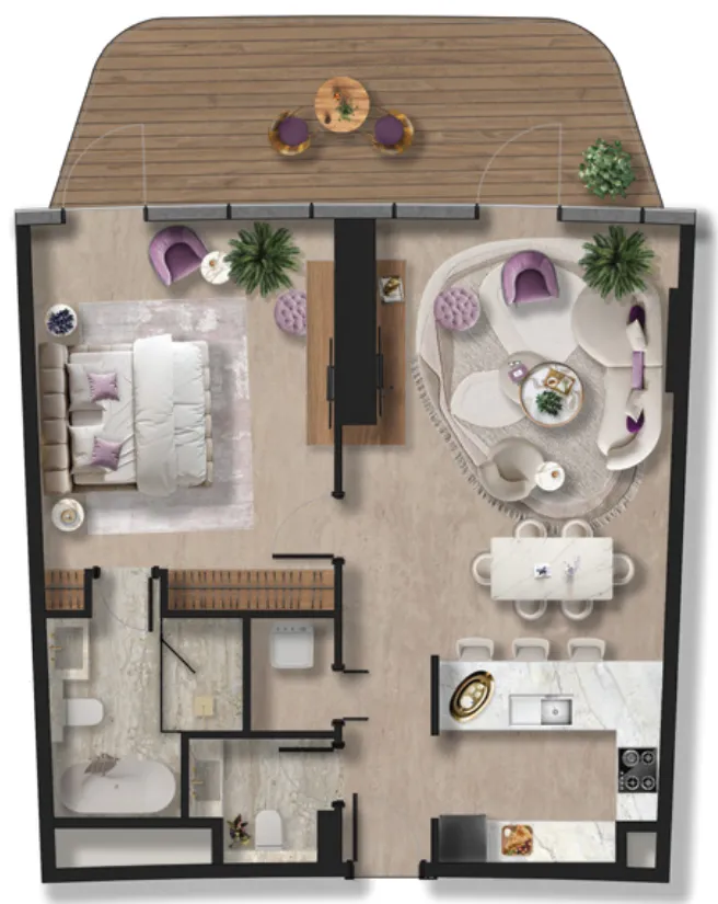 1 bedroom Apartments floor plan at Taj Wellington Mews
