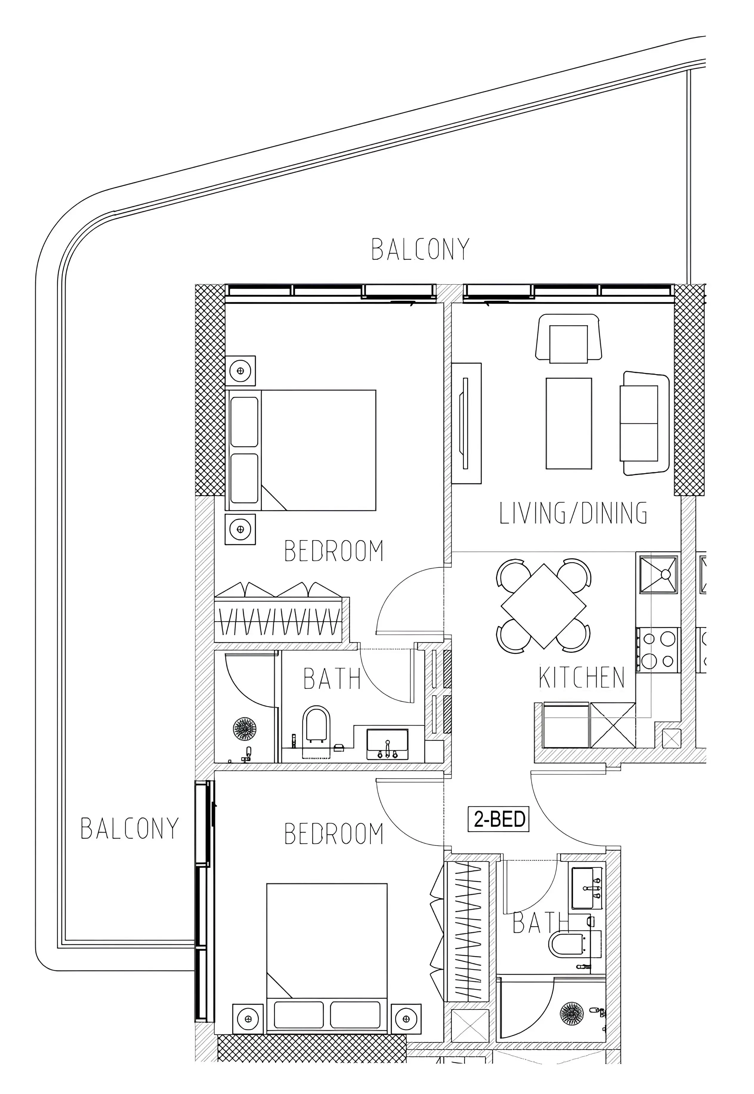 2 bedroom Apartments floor plan at Elo 2 and 3 Damac