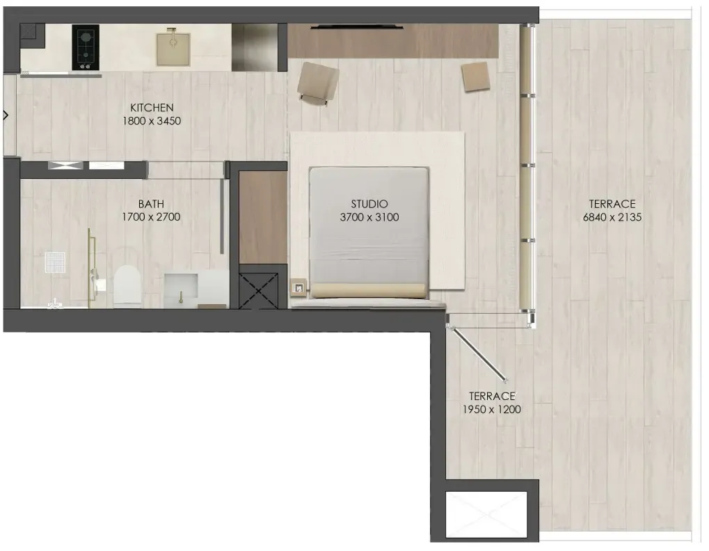 0 bedroom Apartments floor plan at JAD 288