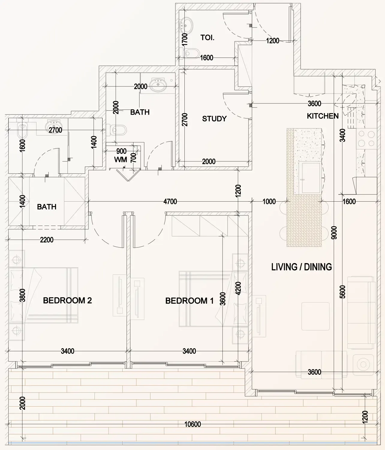 2 bedroom Apartments floor plan at Bling Avenue 1