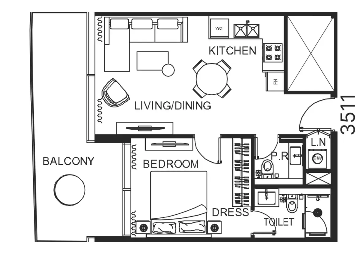 1 bedroom Apartments floor plan at The WOW Tower