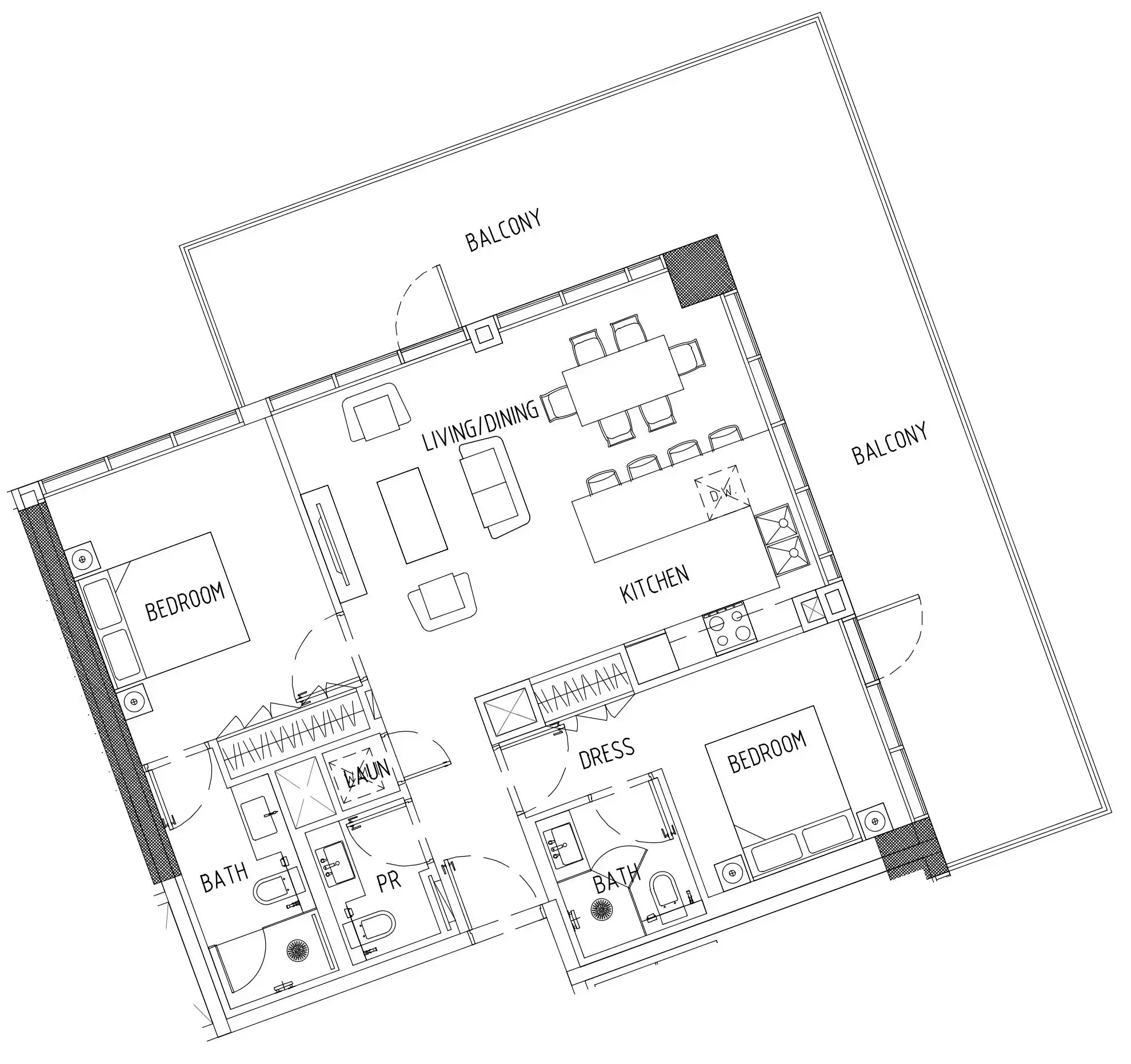 2 bedroom Apartments floor plan at Damac District