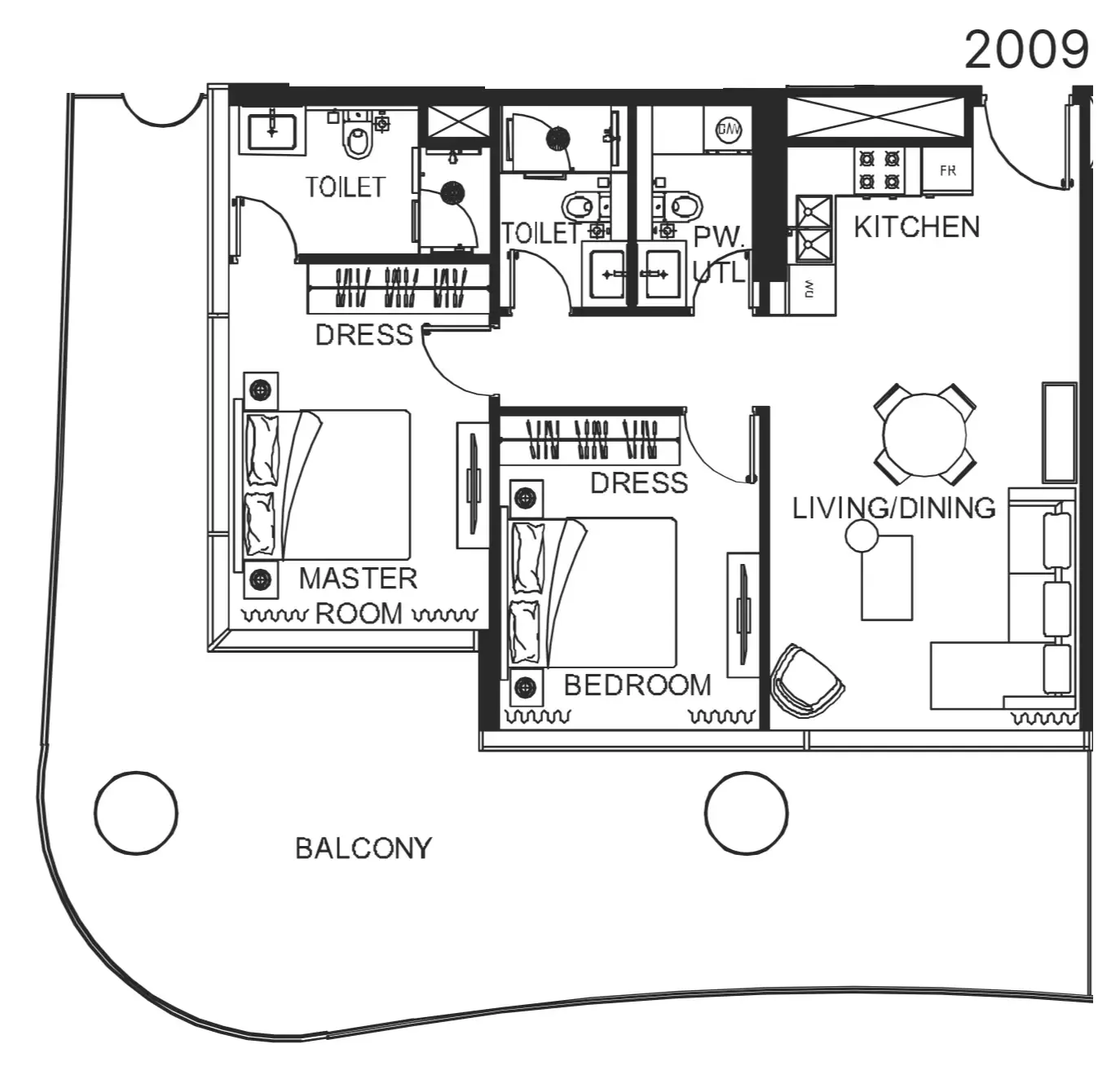 2 bedroom Apartments floor plan at The WOW Tower