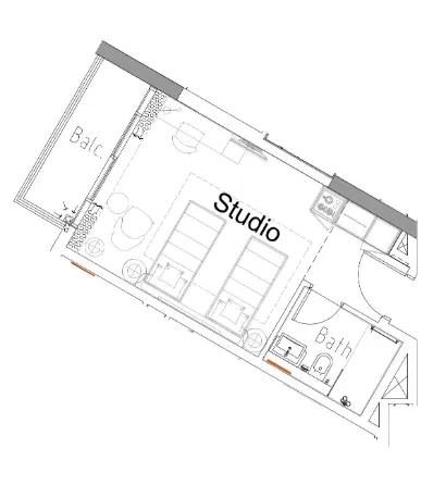 0 bedroom Apartments floor plan at Damac Hills 2 - Hotel Edge by Rotana