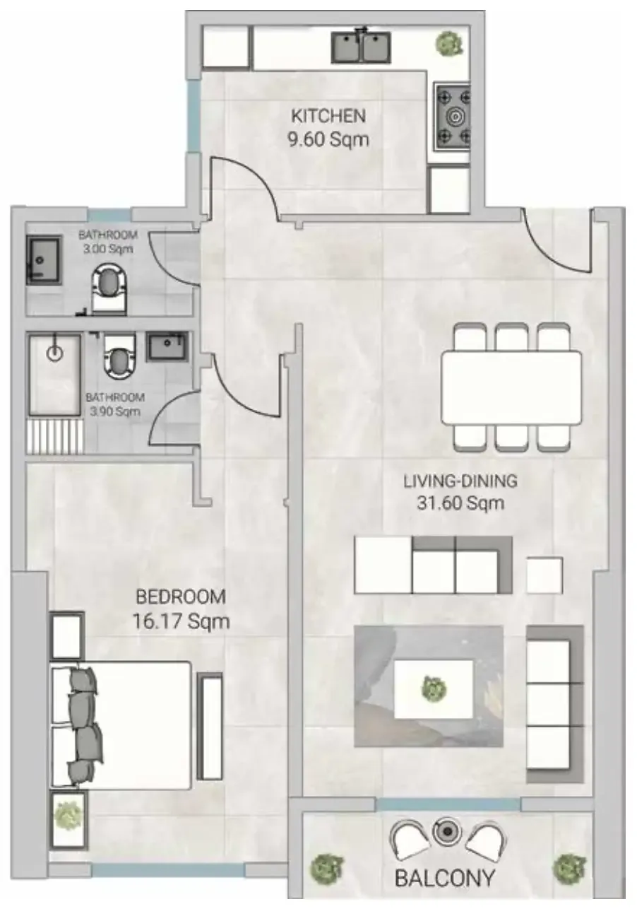 1 bedroom Apartments floor plan at Al Ameera Village 5