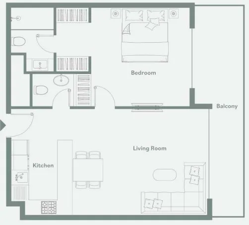 1 bedroom Apartments floor plan at Luma Park Views