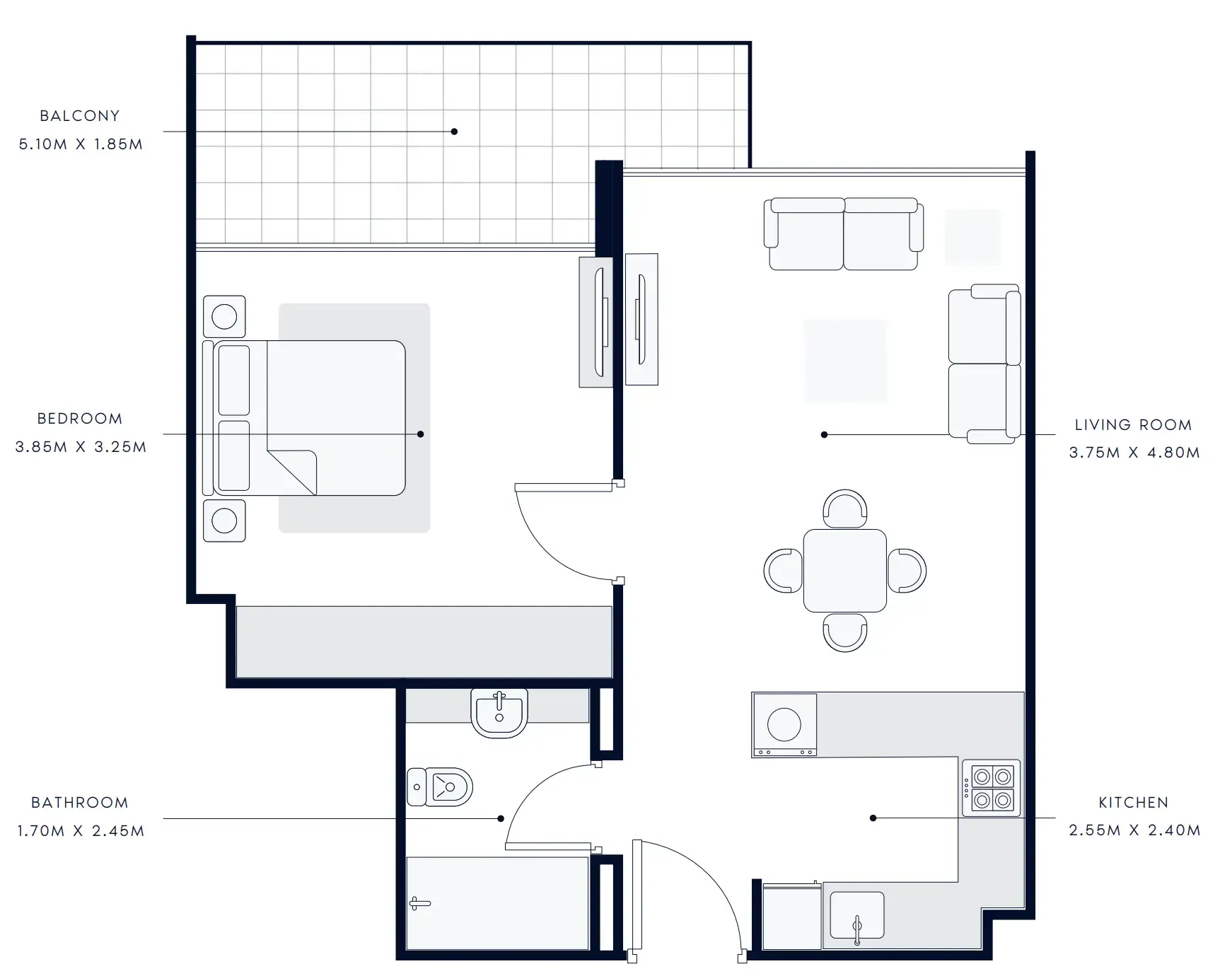 1 bedroom Apartments floor plan at Riviera Beachfront