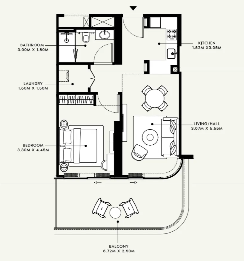 1 bedroom Apartments floor plan at Azizi Ruby