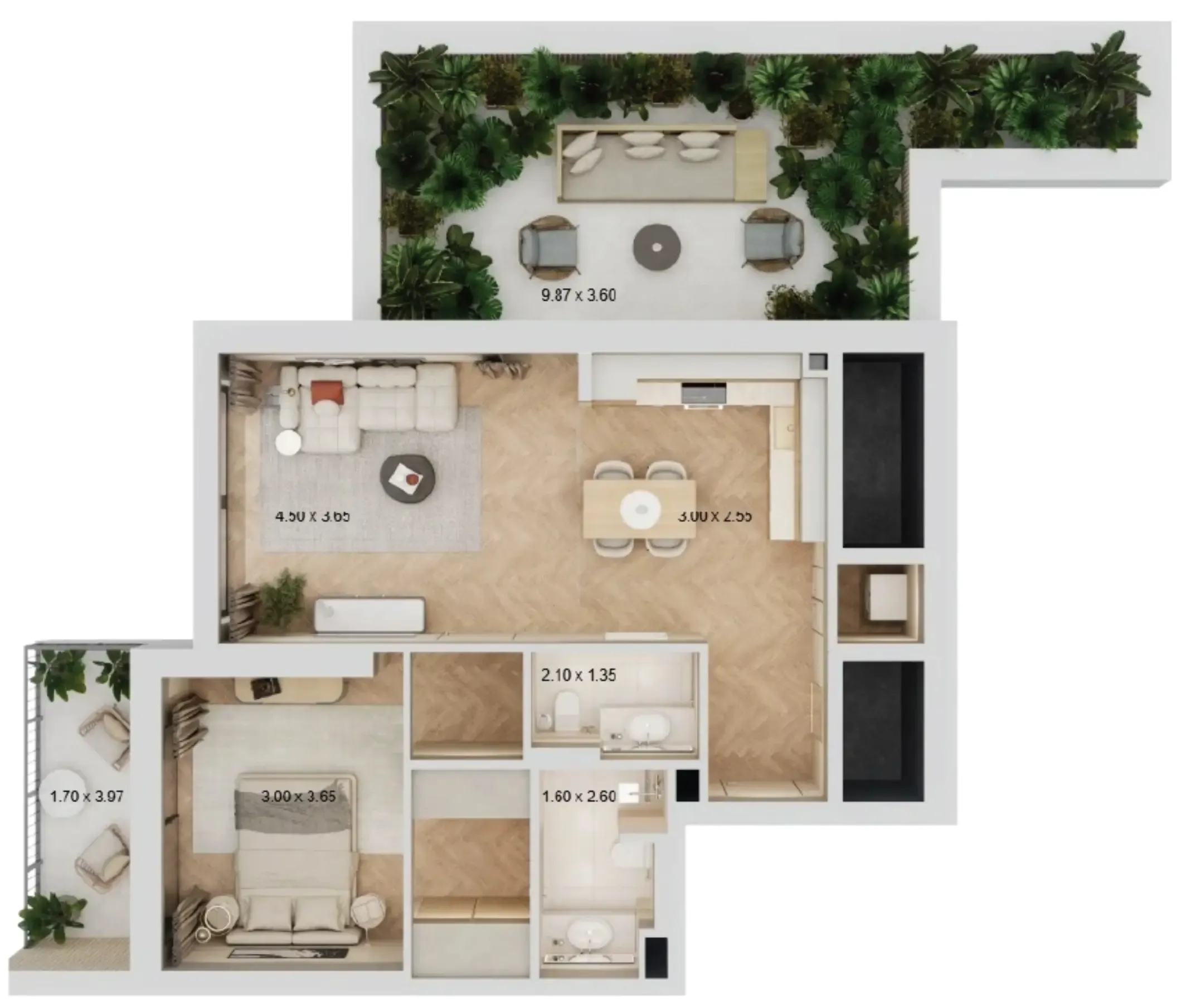 1 bedroom Apartments floor plan at Arisha Terraces