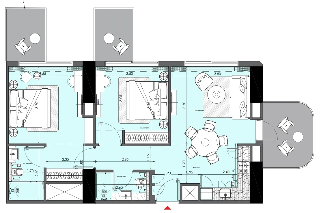 2 bedroom Apartments floor plan at Azizi Wasel