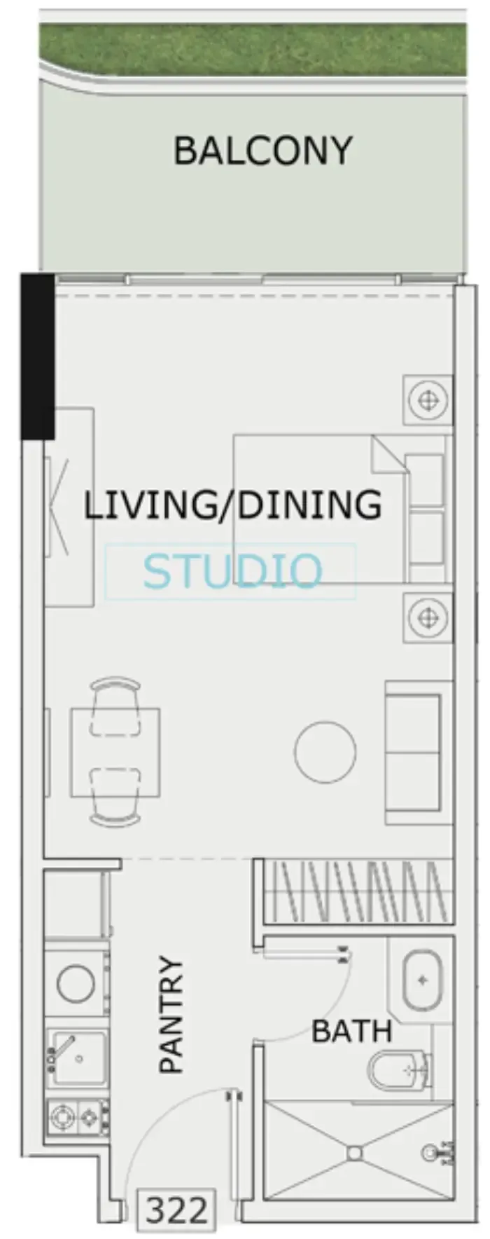 0 bedroom Apartments floor plan at Gardens 2