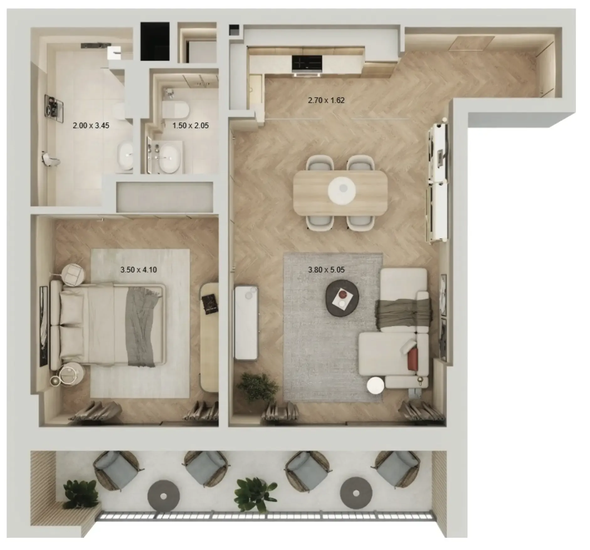 1 bedroom Apartments floor plan at Arisha Terraces