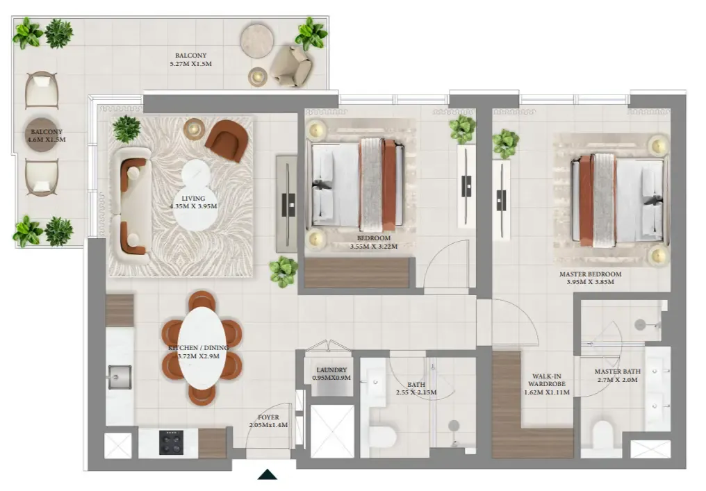 2 bedroom Apartments floor plan at Vida Residences Hillside