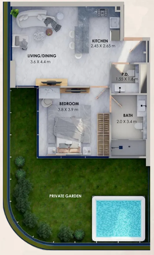 1 bedroom Apartments floor plan at Marquis Vista