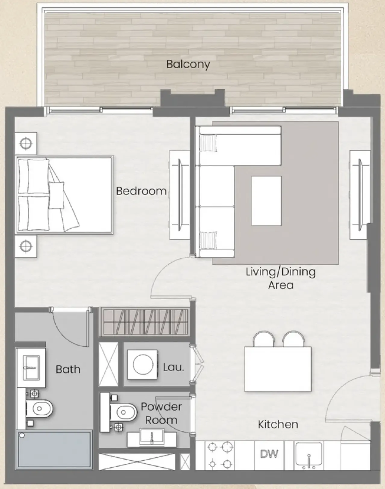 1 bedroom Apartments floor plan at Beverly Park