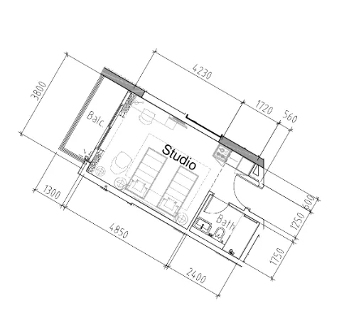 0 bedroom Apartments floor plan at Damac Hills 2 - Hotel Edge by Rotana