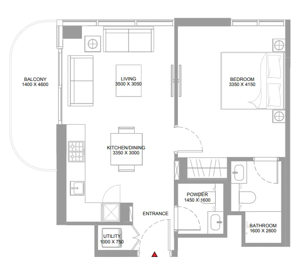 1 bedroom Apartments floor plan at Pristine Beach Residences