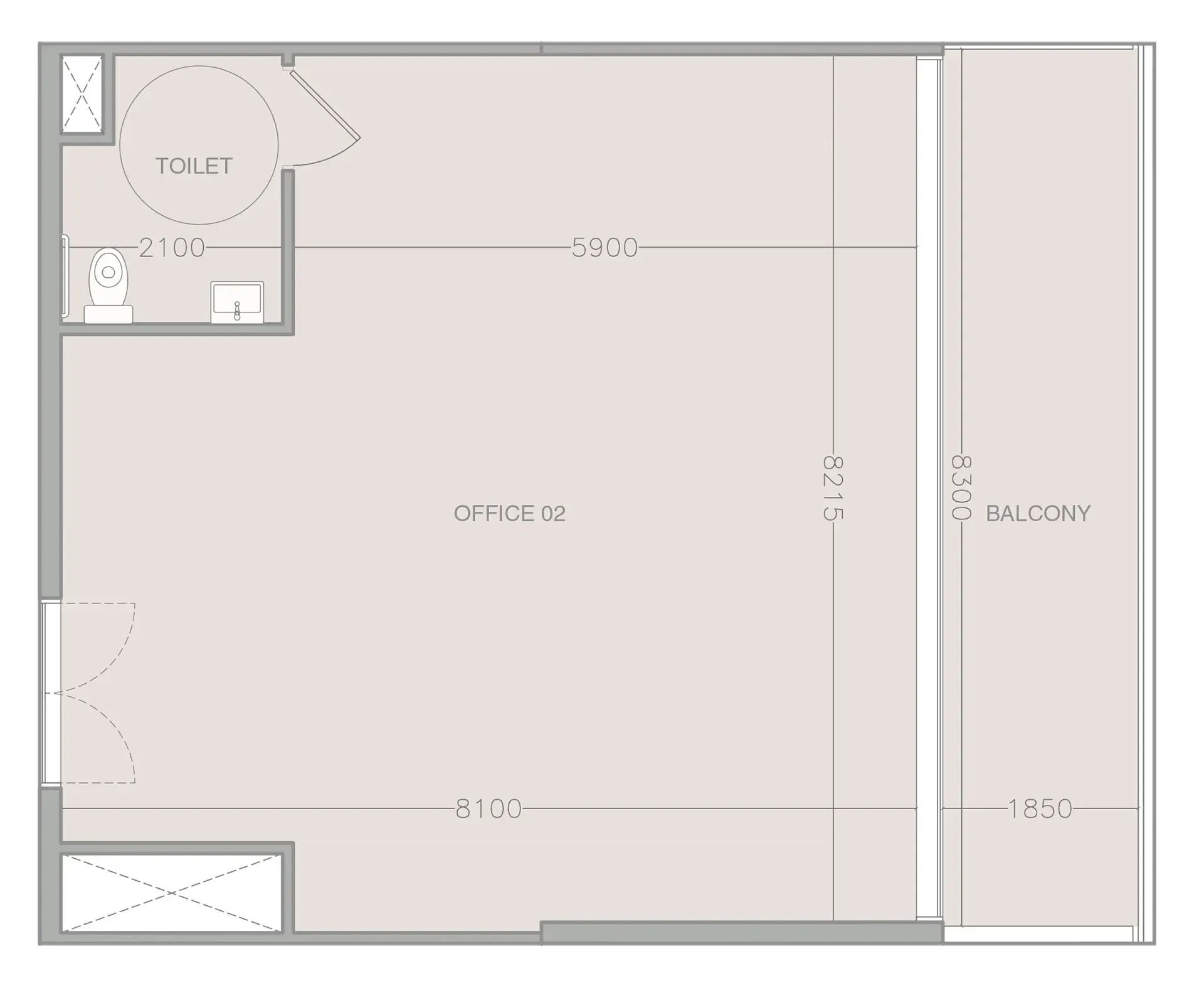  bedroom Office floor plan at 1WOOD Residence 2
