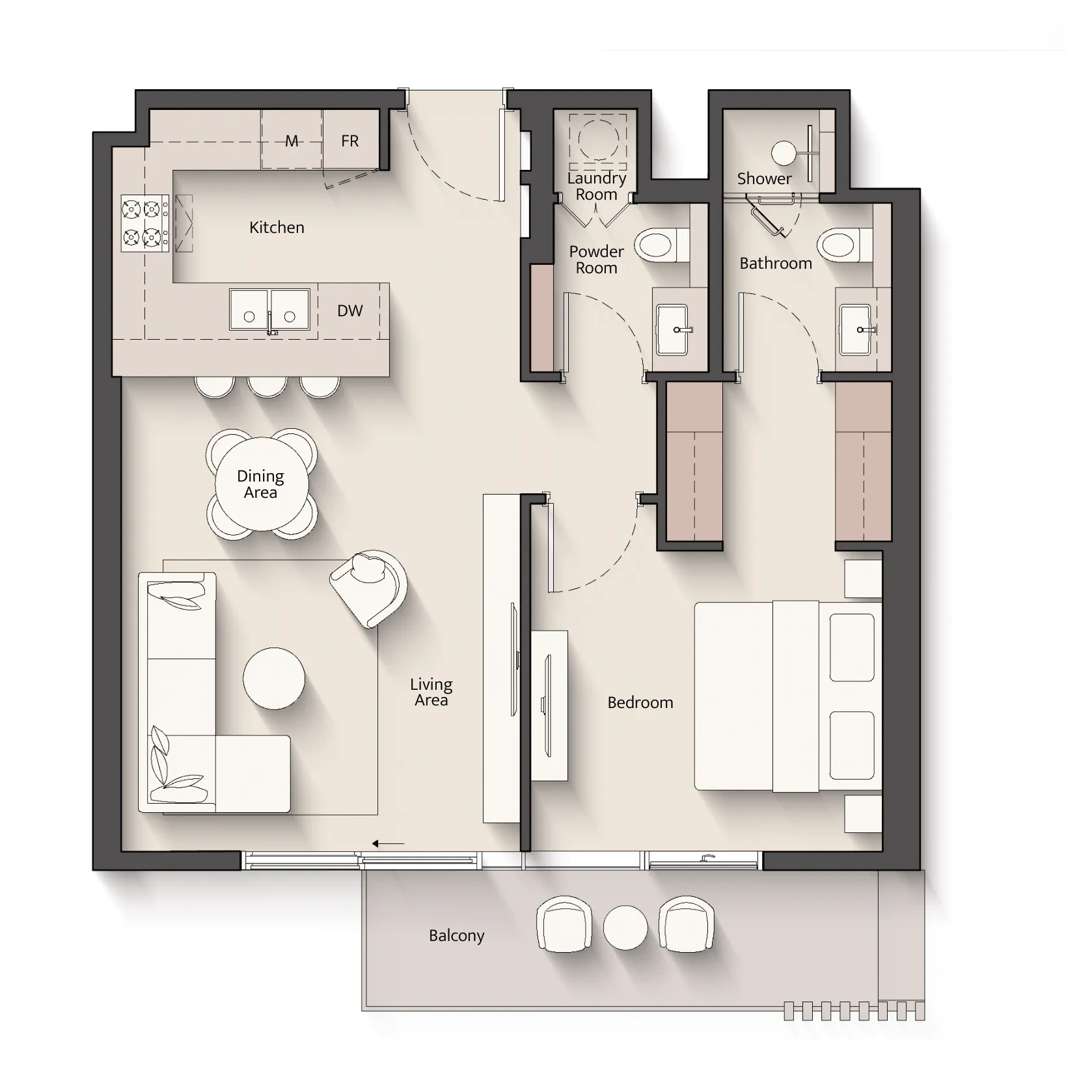 1 bedroom Apartments floor plan at Everly Place