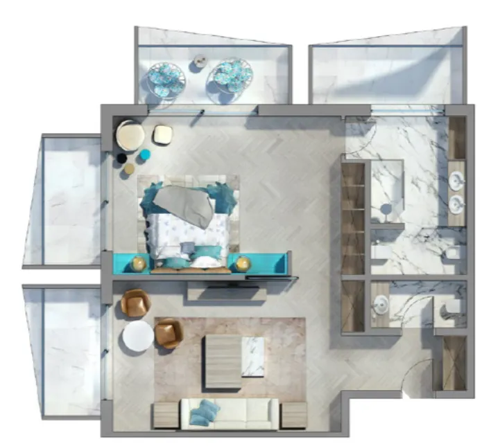1 bedroom Apartments floor plan at The Heart of Europe - Côte d’Azur Monaco