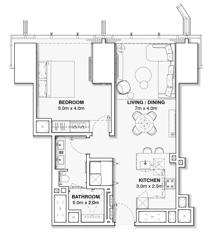 1 bedroom Apartments floor plan at Burj Azizi