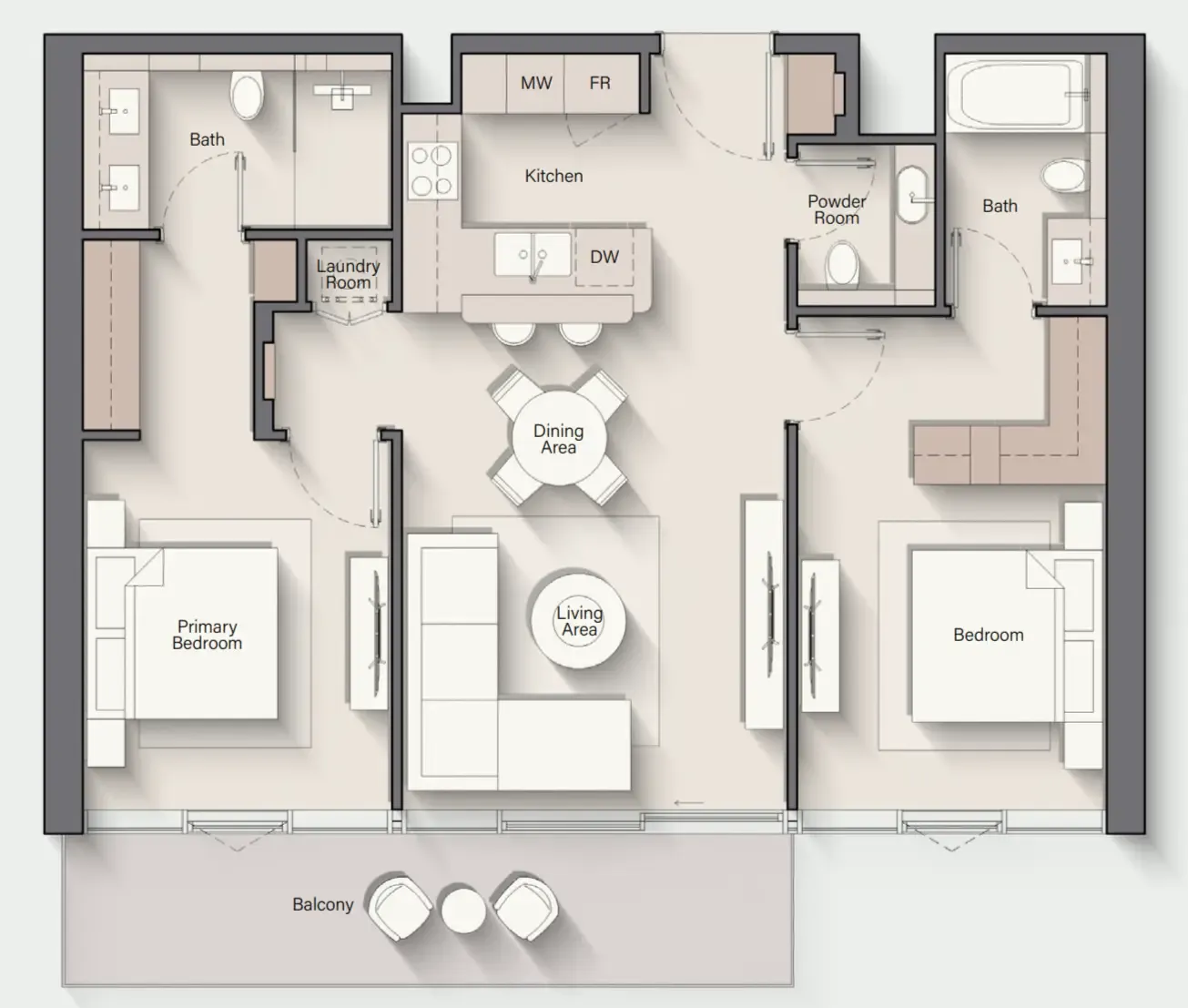 2 bedroom Apartments floor plan at Costa Mare
