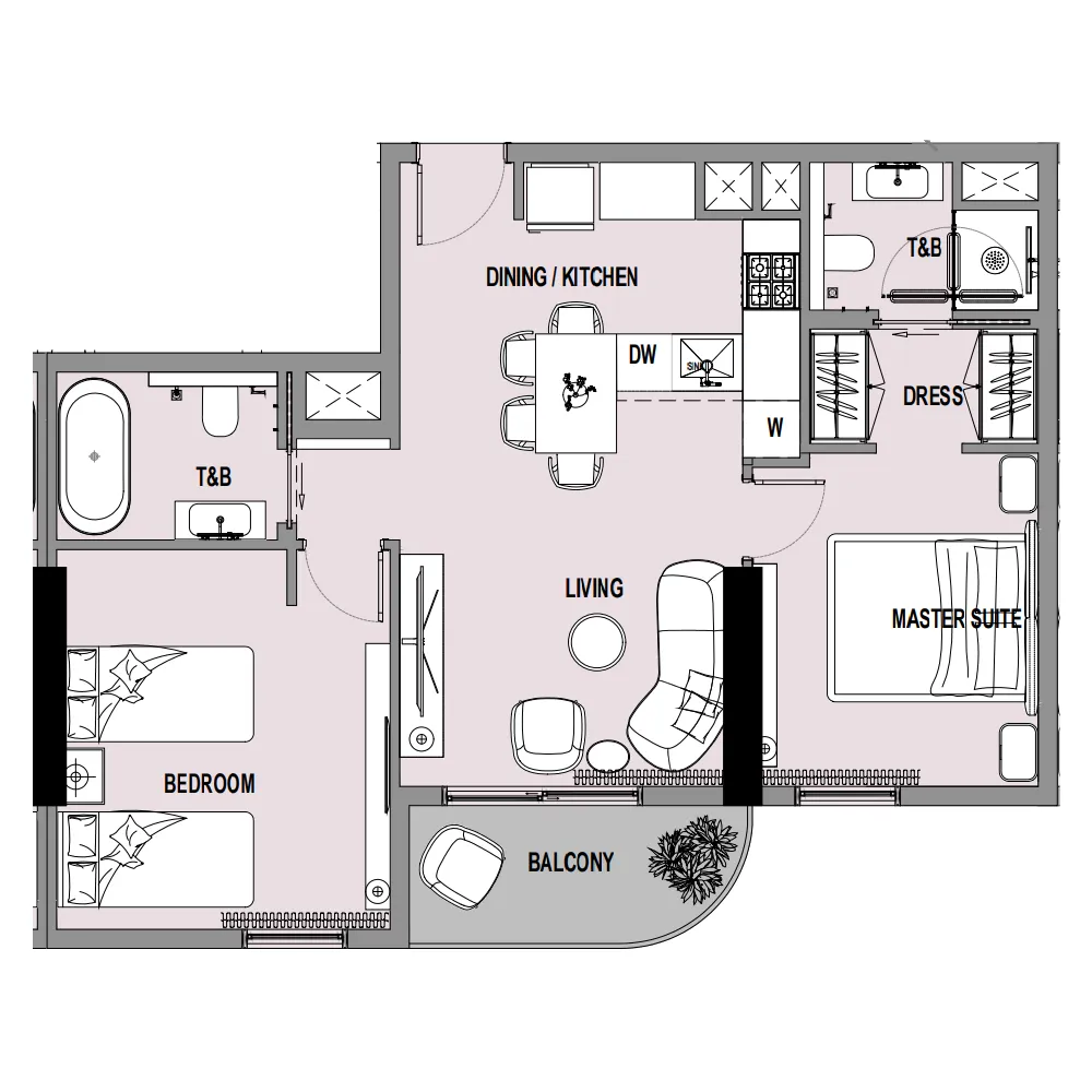 2 bedroom Apartments floor plan at Verso