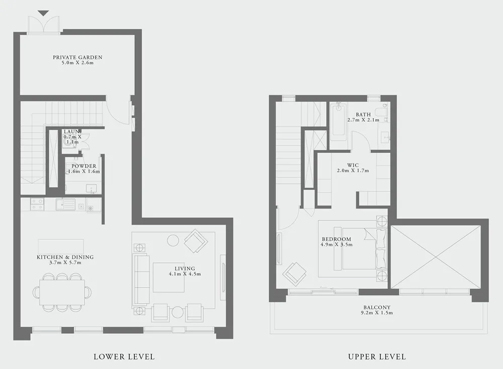 1 bedroom Duplex floor plan at Lime Gardens
